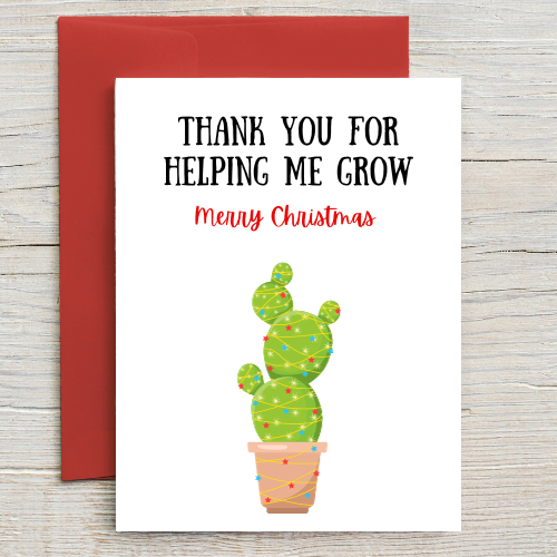 Thank You For Helping Me Grow - Teacher Christmas Card