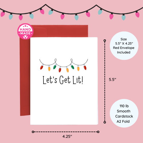 Let's Get Lit Card - Funny Merry Christmas Card for Friend